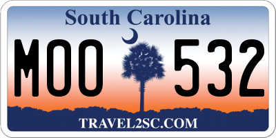 SC license plate MOO532
