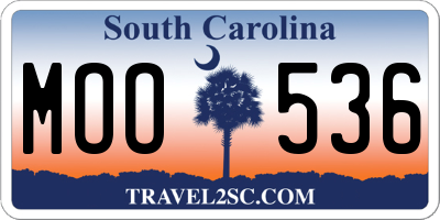 SC license plate MOO536