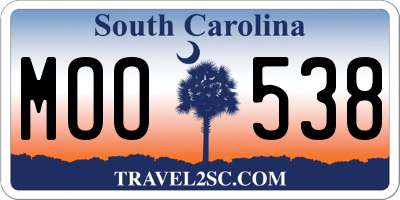 SC license plate MOO538