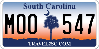 SC license plate MOO547