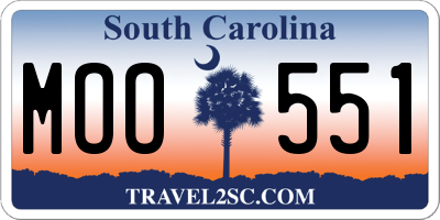 SC license plate MOO551
