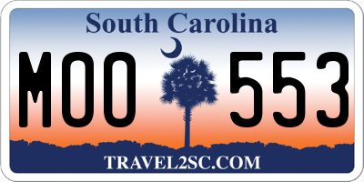SC license plate MOO553