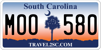 SC license plate MOO580