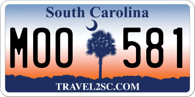 SC license plate MOO581