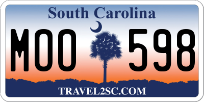 SC license plate MOO598