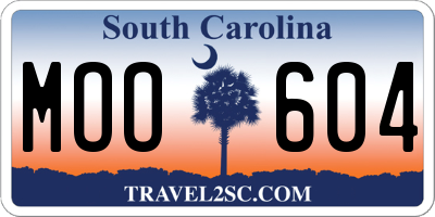 SC license plate MOO604