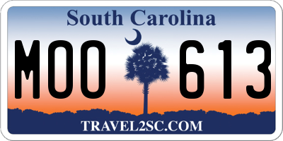 SC license plate MOO613