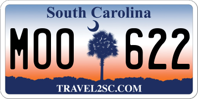 SC license plate MOO622