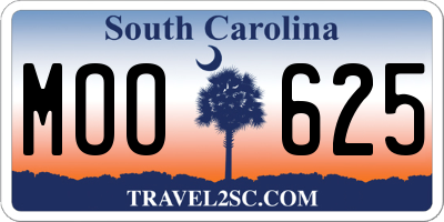 SC license plate MOO625