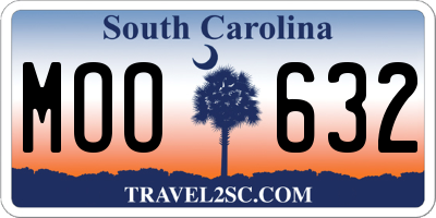 SC license plate MOO632