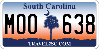 SC license plate MOO638
