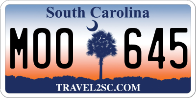 SC license plate MOO645