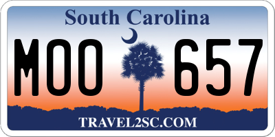 SC license plate MOO657