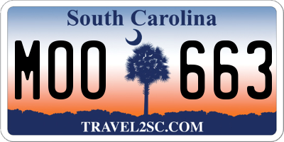 SC license plate MOO663