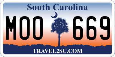SC license plate MOO669