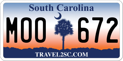 SC license plate MOO672