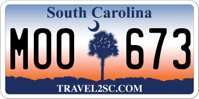 SC license plate MOO673