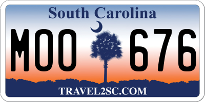 SC license plate MOO676