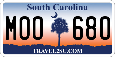 SC license plate MOO680