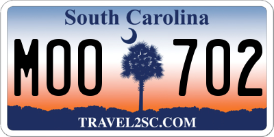 SC license plate MOO702