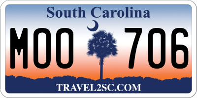 SC license plate MOO706
