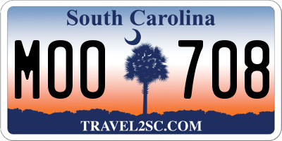 SC license plate MOO708