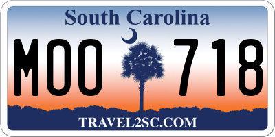 SC license plate MOO718