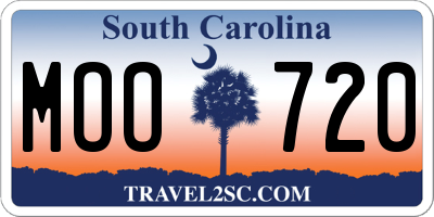 SC license plate MOO720