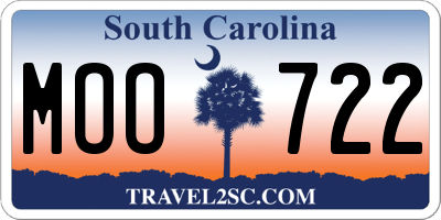 SC license plate MOO722