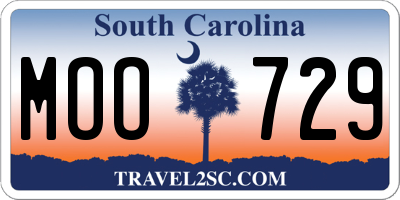 SC license plate MOO729