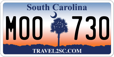 SC license plate MOO730