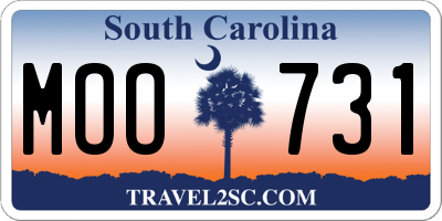SC license plate MOO731