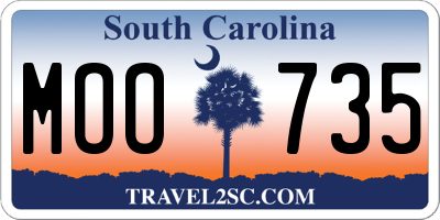 SC license plate MOO735