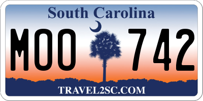 SC license plate MOO742