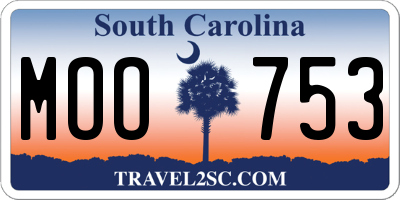 SC license plate MOO753