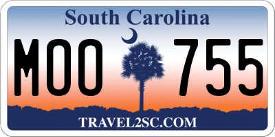SC license plate MOO755