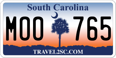 SC license plate MOO765