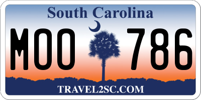 SC license plate MOO786