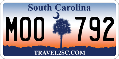 SC license plate MOO792