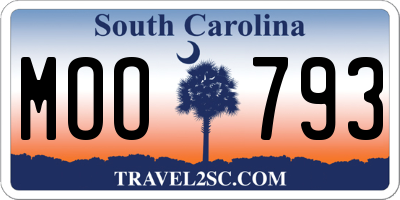 SC license plate MOO793