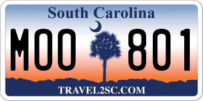 SC license plate MOO801