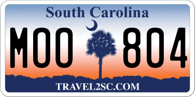 SC license plate MOO804
