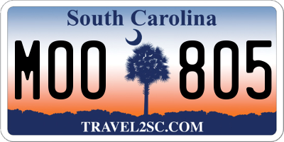 SC license plate MOO805