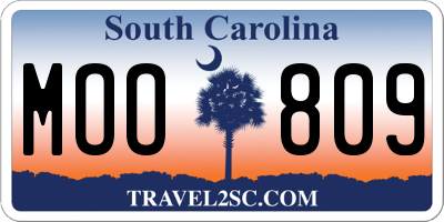 SC license plate MOO809