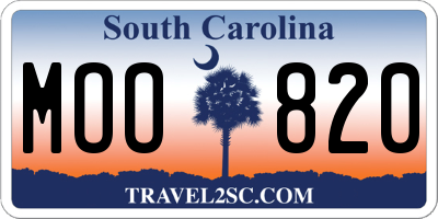SC license plate MOO820