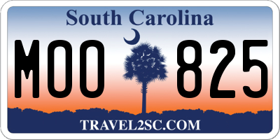 SC license plate MOO825