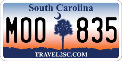 SC license plate MOO835