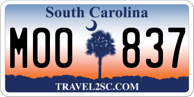 SC license plate MOO837