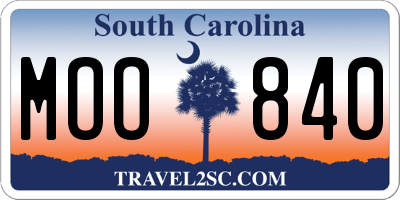 SC license plate MOO840