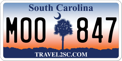 SC license plate MOO847